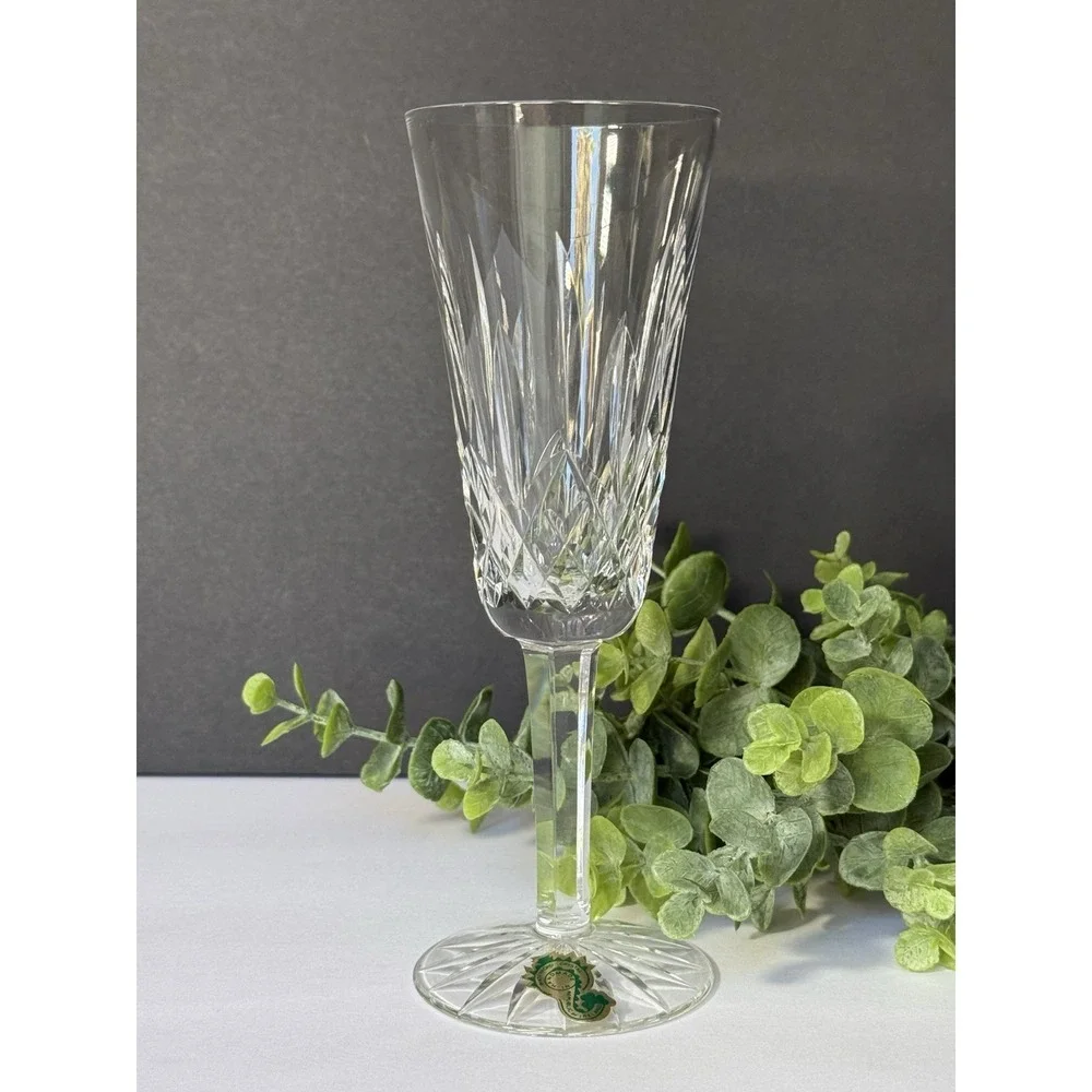 Waterford Crystal Lismore Champagne Flute Signed ORIGINAL Sticker Ireland 7⅜
